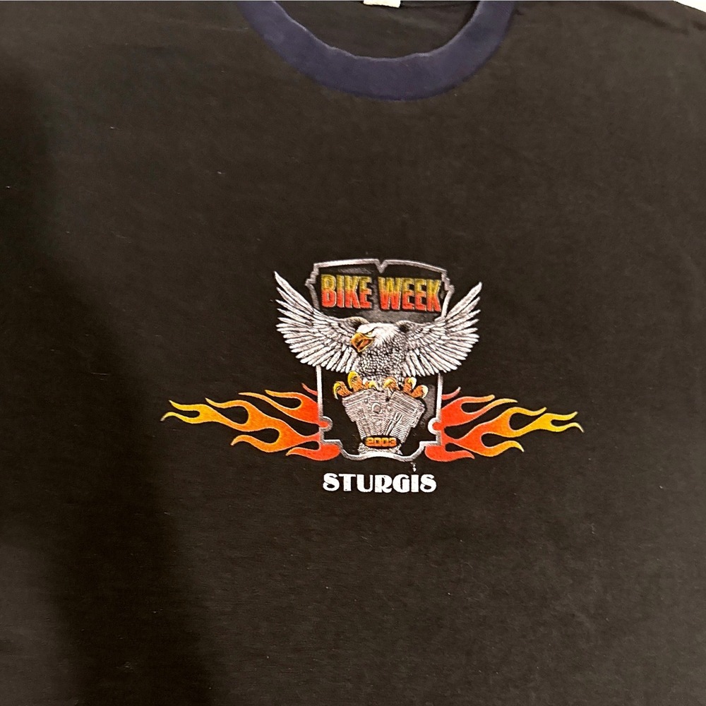 Vintage 2003 Sturgis Bike Rally Eagle Wolf Graphic Mens T-Shirt XL Black Motor - Picture 4 of 7